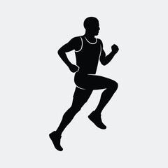 Silhouette of athlete running marathon runner vector illustration