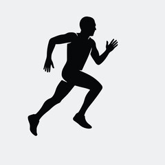 Silhouette of athletic man running fast sprint workout vector illustration