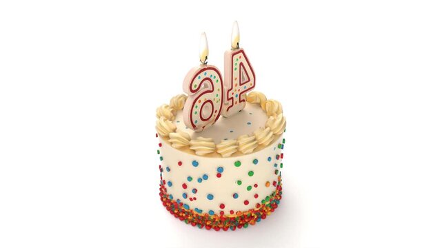 46th Birthday Cake on white bg able to loop endless 4k