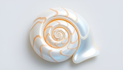 Iridescent white with shell like patterns spiral horn