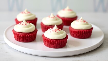 Mini Red Velvet Cakes Bite sized red velvet cakes with cream che