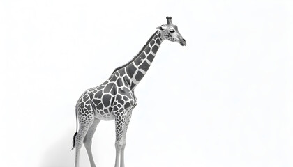 Fototapeta premium giraffe standing isolated on white background 