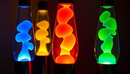 Lava lamps Decorative lamp containing colored wax that forms blo