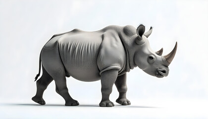 Naklejka premium rhinoceros walking isolated on white background