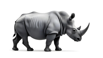 rhinoceros walking isolated on white background
