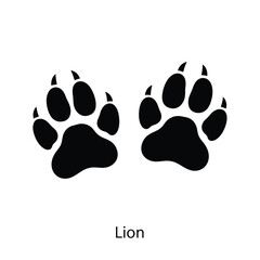 Vector art of lion paw prints in black and white isolated on white background