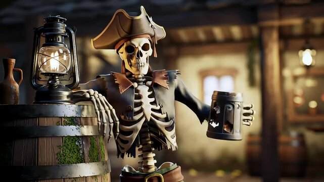 Pirate Skeleton Tavern Drink Lantern Game Background