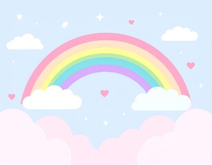 Pastel rainbow over clouds