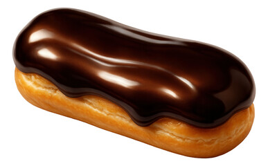 Obraz premium Eclair enveloped in a deep, glossy coffee glaze with a subtle sheen.