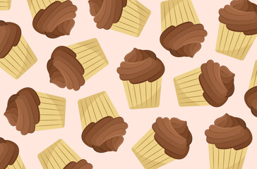 Chocolate cupcake background.