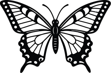 Black and White Butterfly Line Art