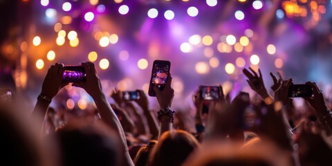 The Crowd Capturing Moments at a Vibrant Concert with Smartphones