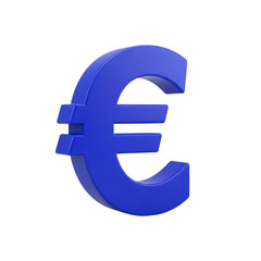 Obraz premium Blue 3d euro symbol isolated on transparent background