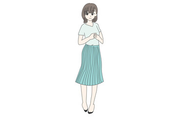 夏服を着た女性が微笑んでいるイラスト