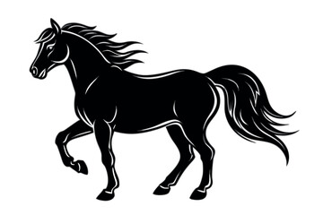 A silhouette of a running horse vector illustration.