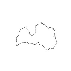 Obraz premium Black line outline of Latvia map