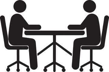 Fototapeta premium business meeting icon, two people at an office table for an interview or negotiation, silhouette vector