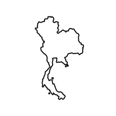 Simple outline map of Thailand country