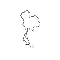 Obraz premium Black outline map of Thailand