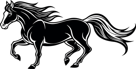 A silhouette of a running horse vector illustration.