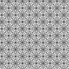 A detailed, repeating geometric pattern featuring stylized floral motifs, presented isolated on a transparent background.