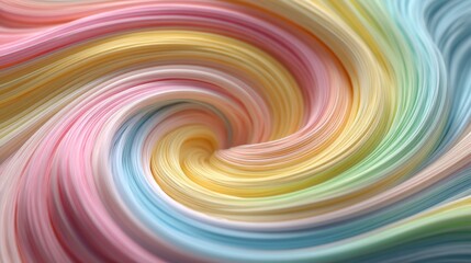 Obraz premium Abstract swirling pastel colors of pink, yellow, blue, and green create a beautiful, soft, and flowing pattern, evoking a sense of calm and harmony