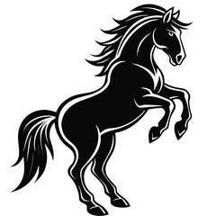 Obraz premium Standing horse silhouette vector illustration. black horse white background.