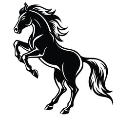 Obraz premium Standing horse silhouette vector illustration. black horse white background.
