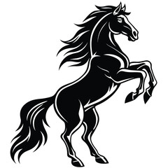 Obraz premium Standing horse silhouette vector illustration. black horse white background.