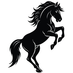 Standing horse silhouette vector illustration. black horse white background.