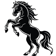 Standing horse silhouette vector illustration. black horse white background.