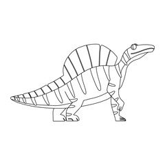Coloring page with dinosaur Spinosaurus. Vector illustration in outline style.