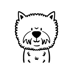 Hand-drawn dog portrait. Simple line art illustration. Canine character design.