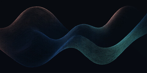 Fototapeta premium Smooth flowing blue and black smoke waves create an abstract motion design wallpaper
