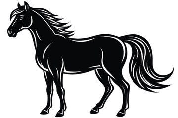 A silhouette of a running horse vector illustration.