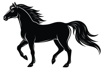 A silhouette of a running horse vector illustration.