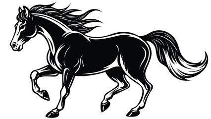 A silhouette of a running horse vector illustration.
