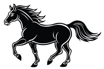 A silhouette of a running horse vector illustration.