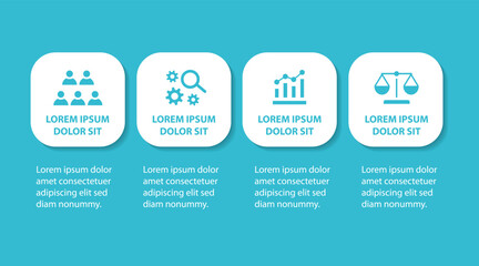 4 steps infographic template with 4 options. Flowchart that can be used for business report, data visualization and presentation. Timeline infographic elements vector illustration.