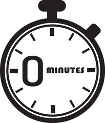Stopwatch with “0 MIN” — black and white timer icon