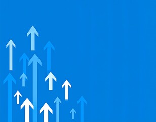 Abstract graphic with many upward-pointing arrows on a blue background