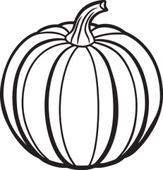 Simple line art pumpkin  Icon with reflection illustration on a neutral background
