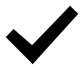 Minimalist Black Check Mark Success Icon - Modern Flat Vector Design