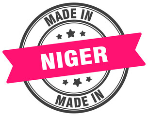 Made in Niger round sign. Made in Niger stamp.