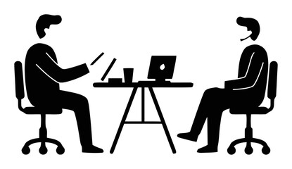 Fototapeta premium Minimalist HR Recruiter Interview Silhouette Vector Design