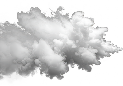 Realistic smoke cloud effect isolated on transparent background