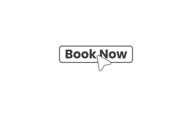 White cursor clicking on Book Now button. Perfect for concepts of online booking. Vector file high resolution without background.