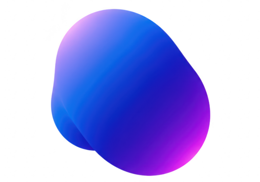 Abstract blue and purple gradient blob shape isolated on transparent background