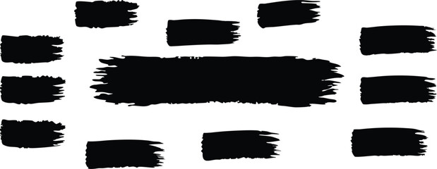 Black set paint, ink brush, brush strokes, brushes, lines, frames, box, grungy. Grungy brushes collection. Brush stroke paint boxes on white background - stock vector.