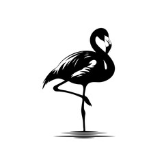 Flamingo Silhouette – Elegant Standing Bird Vector Illustration